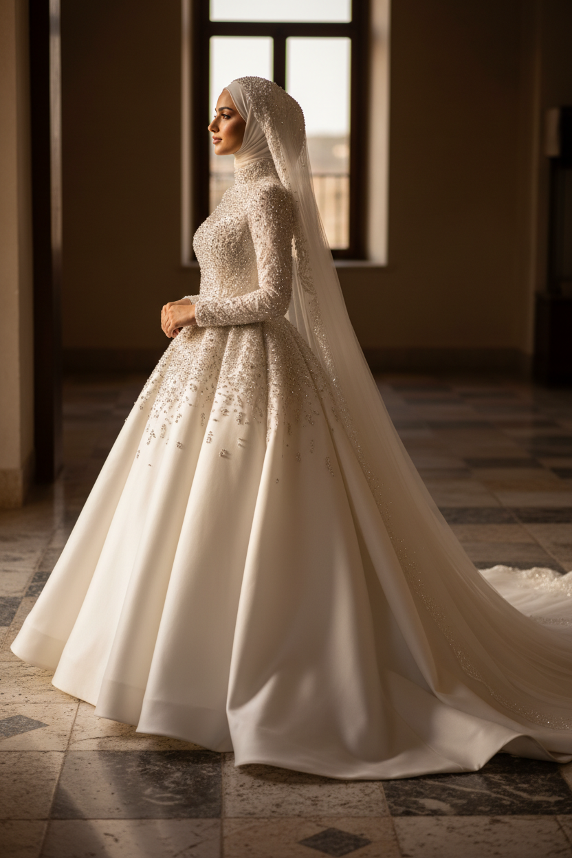 G21-016 محتشم Couture فستان منفوش — Side ملف شخصي مع Hijab