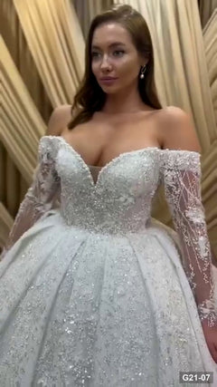 G21-007 عاجي فستان منفوش فستان زفاف Main Clean Frame