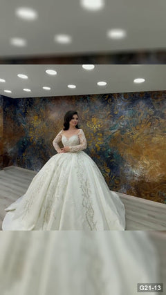 G21-013 عاجي فستان منفوش فستان زفاف Main Clean Frame