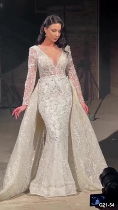 G21-054 عاجي حورية البحر فستان زفاف Main Clean Frame