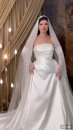 G21-055 عاجي قصة مستقيمة فستان زفاف Main Clean Frame