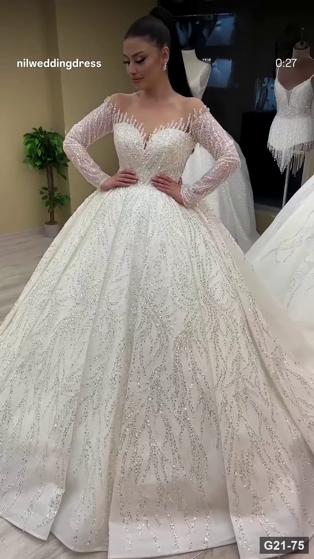 G21-075 عاجي فستان منفوش فستان زفاف Main Clean Frame