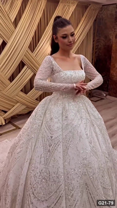 G21-079 عاجي فستان منفوش فستان زفاف Main Clean Frame