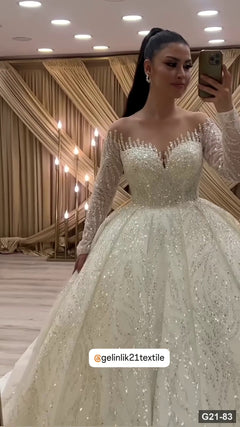 G21-083 عاجي فستان منفوش فستان زفاف Main Clean Frame