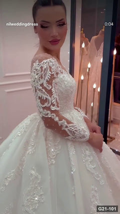 G21-101 عاجي فستان منفوش فستان زفاف Main Clean Frame