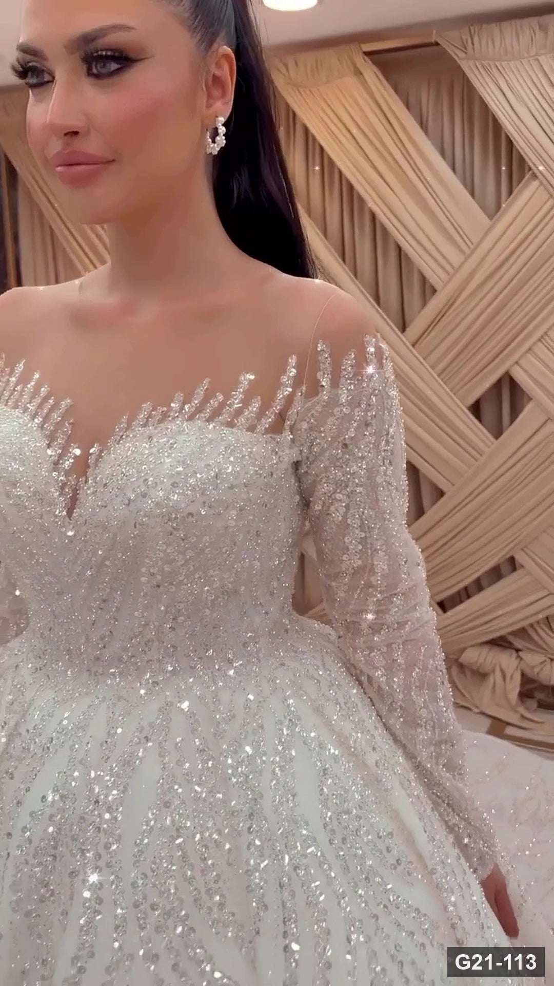 G21-113 عاجي فستان منفوش فستان زفاف Main Clean Frame